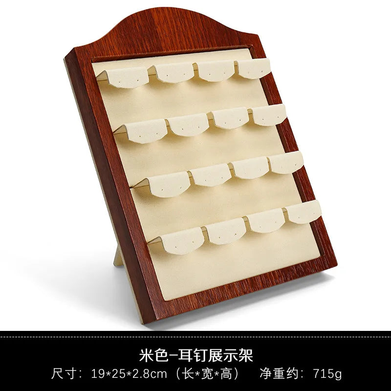 Wood Grain 3D Ring Display Stand Jewelry Earring Pendant Ear Ring Showcase Wooden Material UV Craftsmanship Jewelry Organizer