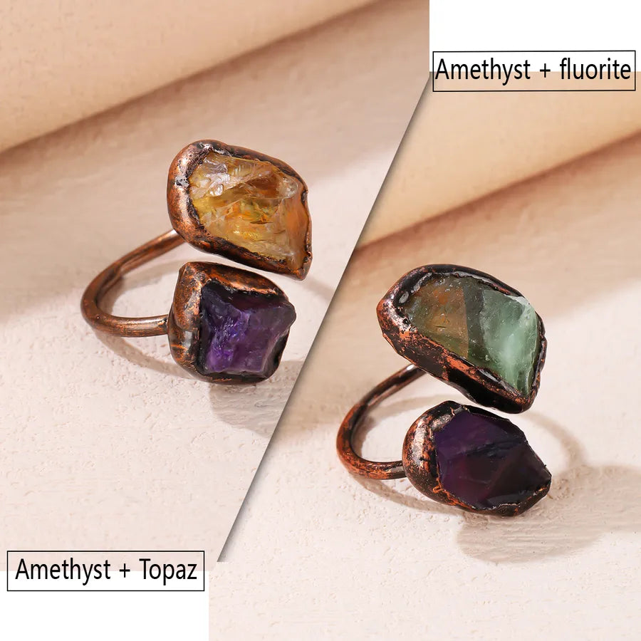 Vintage Style Baroque Style Handmade Irregular natural stone Copper Asymmetrical Handmade Crystal Crystal Women's Open Rings