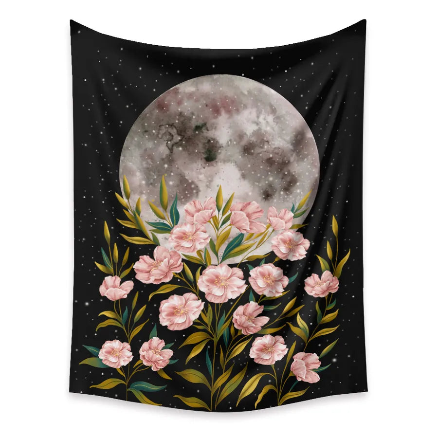moon phase flowers printing bedroom decoration wall cloth wholesale nihaodropshipping
