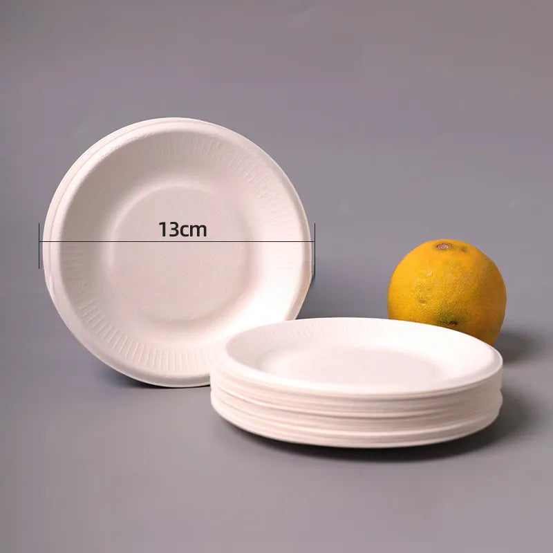 Disposable Sugarcane Pulp Paper Plate Dinner Plate Barbecue Cake Kindergarten Drawing DIY Paper Plate Thickened Pulp Plate
