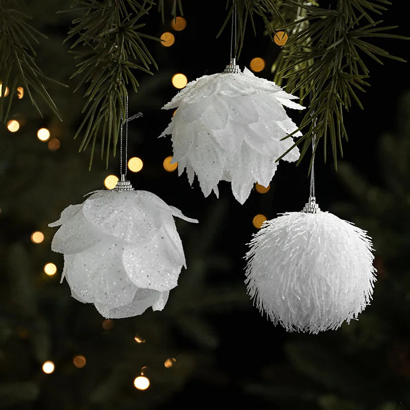 White Petal Foam Christmas Ball Decorations Christmas Tree Ornaments Festive Atmosphere Accessories Business Style European New Version
