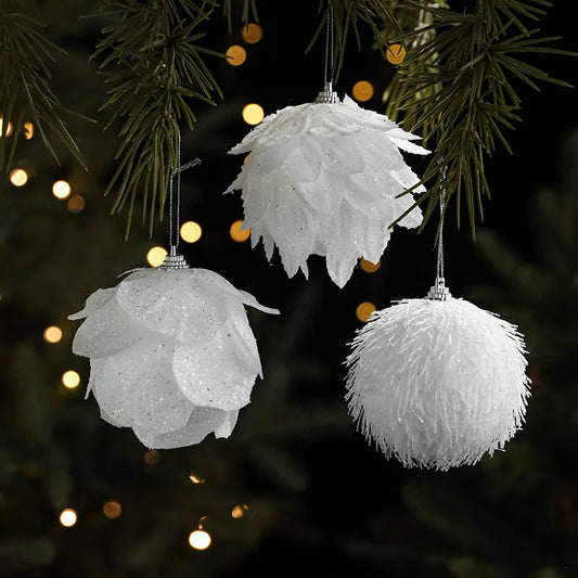 White Petal Foam Christmas Ball Decorations Christmas Tree Ornaments Festive Atmosphere Accessories Business Style European New Version