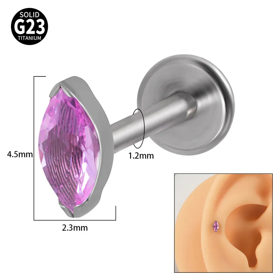 1 Piece Lip Rings Classic Style Colorful Water Droplets G23 Titanium Synthetic opal Zircon Inlay Synthetic opal Zircon