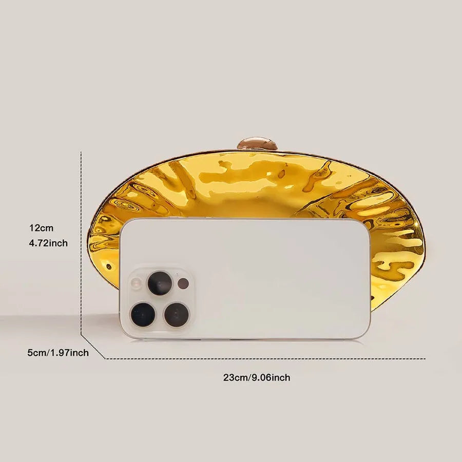 Women's  New One-Shoulder Crossbody Bag Special-Shaped Shell Electroplating Bag Fashion Wedding Dinner Clutch