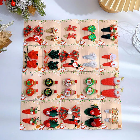 Sweet Cute Christmas Butterfly Knot Hair Clip For Girls Children's Holiday Snowman Tree Hair Accessories Festive Headwear