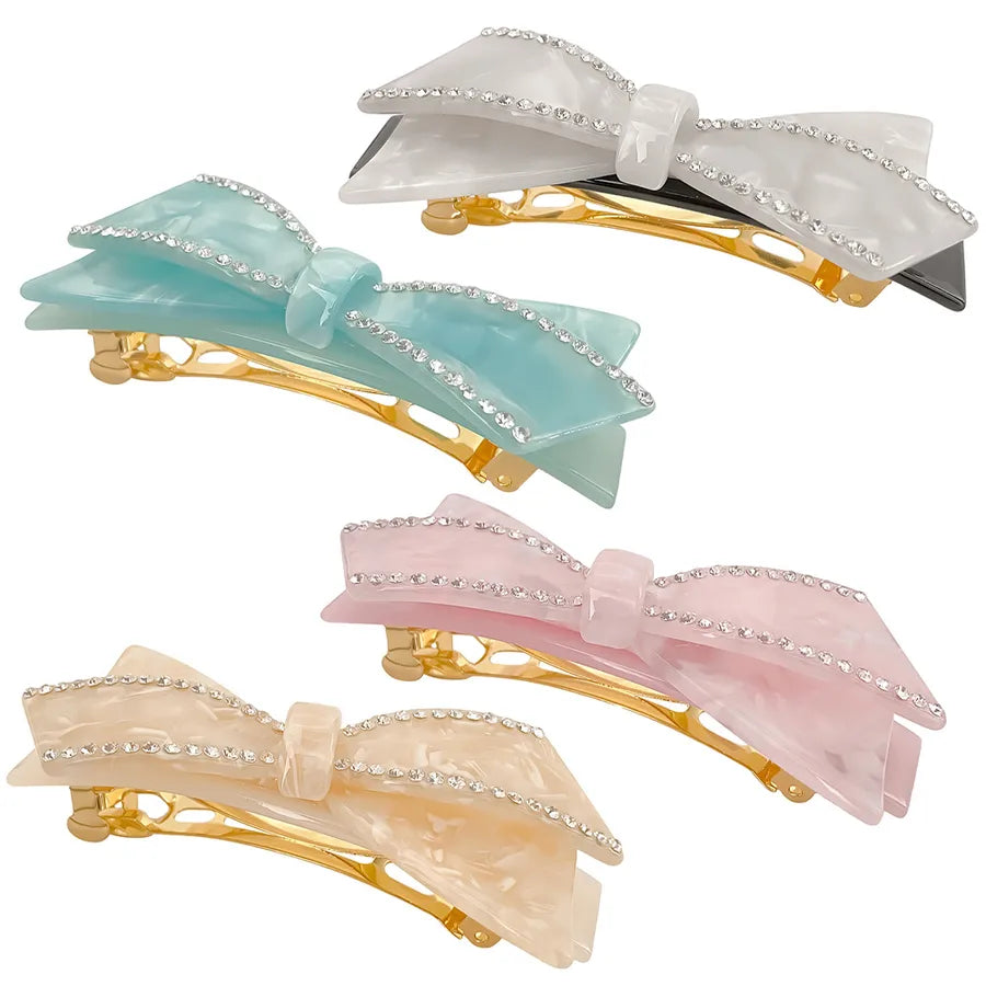 EManco French Light Luxury Retro Flowing Diamond-Studded Bow Hair Clip Socialite Temperament New Hairpin Elegant Hair Accessory