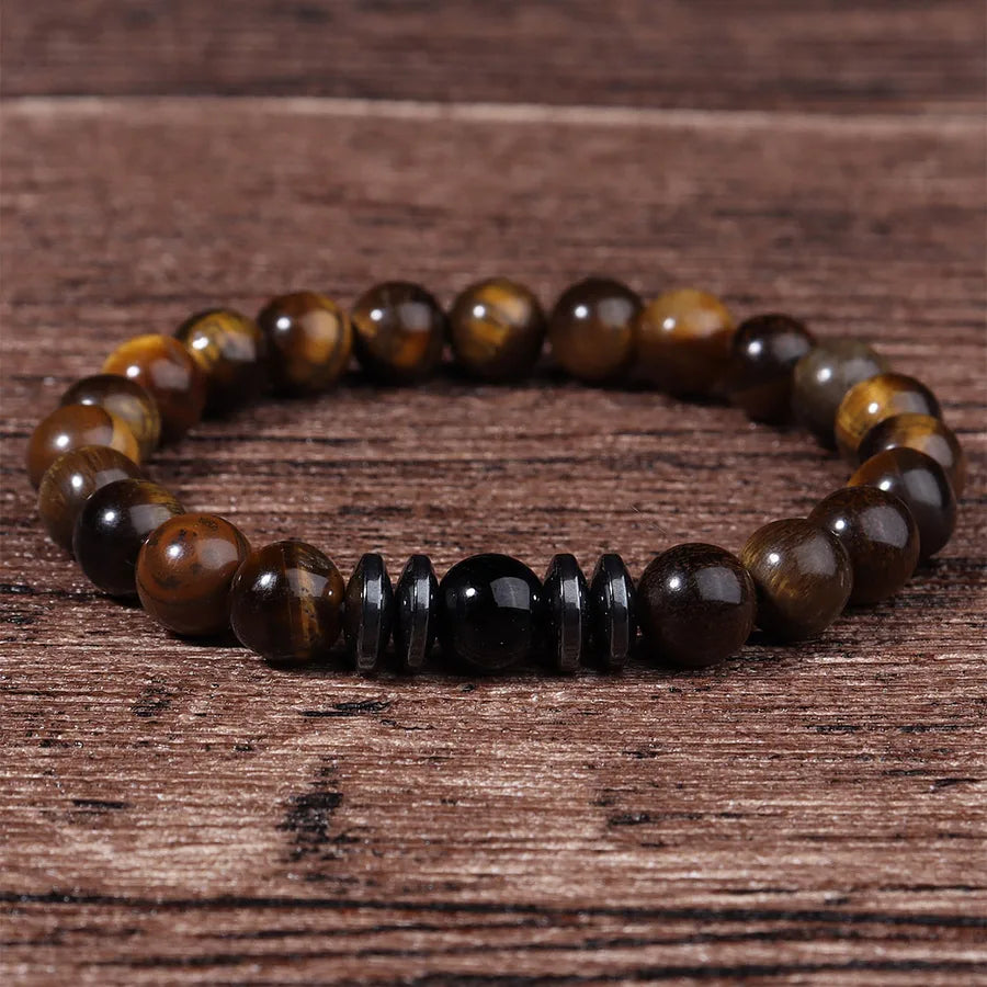 Special for Volcano Yellow Tiger Eye Natural Stone Beaded Bracelet Men's Retro Bracelet  Bracelet Single Circle suit