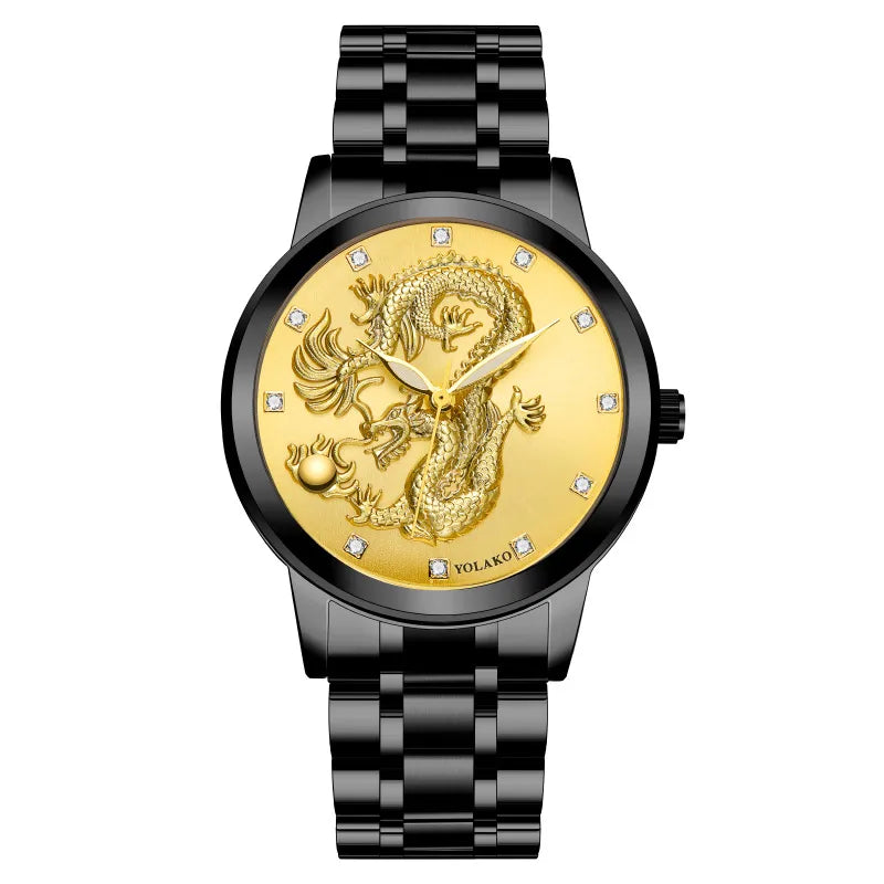 fashion dragon single folding buckle quartz men's watches