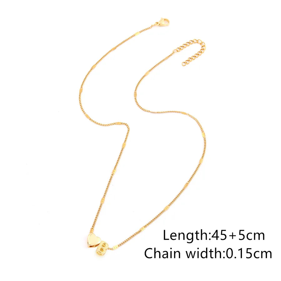 Wholesale Jewelry Simple Style Classic Style Letter Heart Shape 201 Stainless Steel Copper Pendant Necklace cable chain