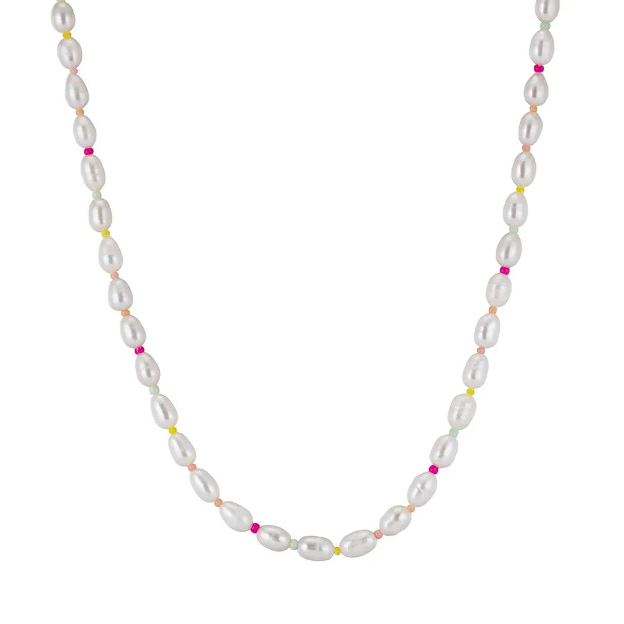 925 Sterling Silver Freshwater Pearl cable chain Plating Geometric Double Layer Necklaces Pendant Necklace Necklace