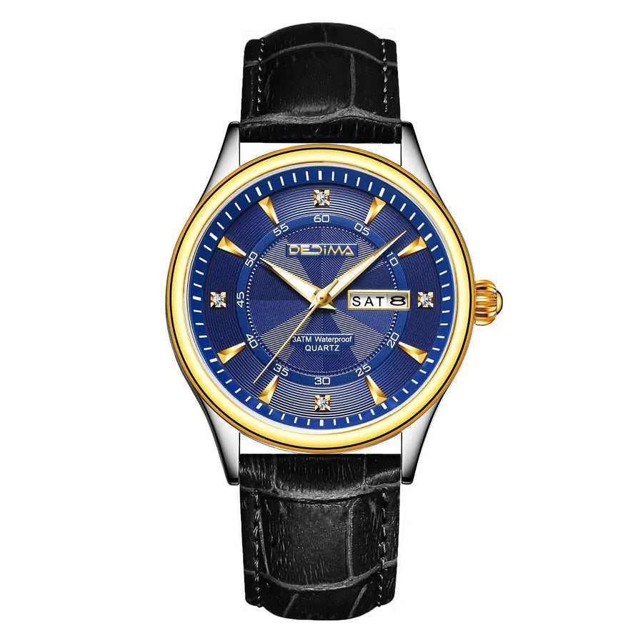 Casual Color Block Solid Color Butterfly Double Snap Quartz Men's Watches