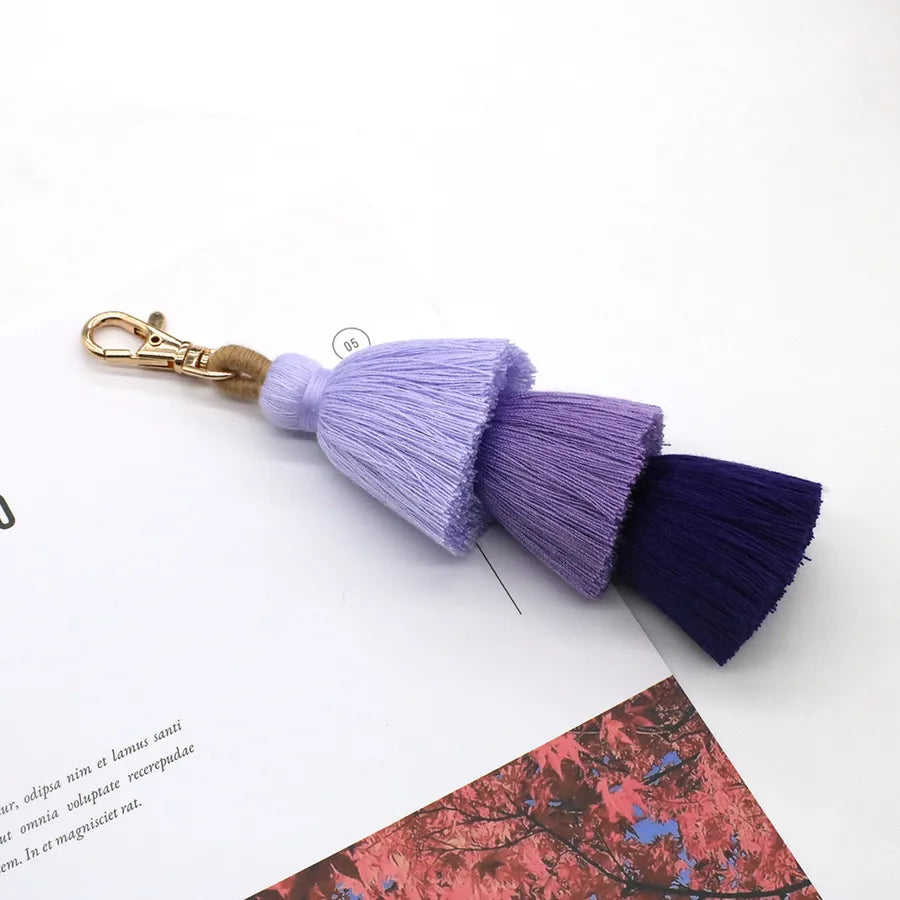elegant color block cotton women's bag pendant keychain