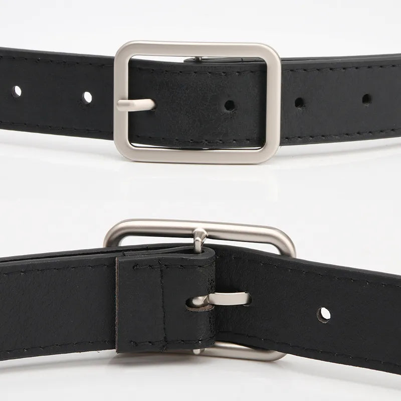 Women's Korean-style  Belt Alloy Japanese Pin Buckle Belt Shiny pu Belt Jeans Decorative Trouser Belt Spot