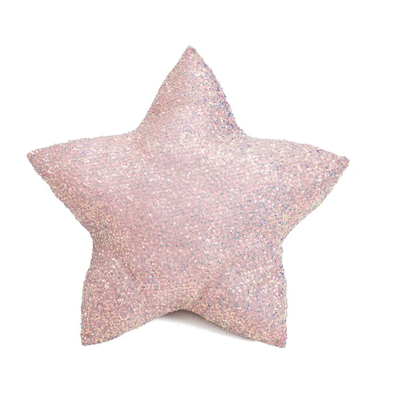 Ins Style Decorative Plush Pillow Cover Pink Embroidery Sofa Living Room Decorative Cushion Cover Festive Star Pattern