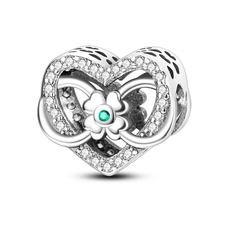 Amazon Hot Sale Original Cool Copper Plating S925 Silver Color Zirconium Heart-Shaped Beaded Charm Bracelet Necklace Cross-Border Wholesale