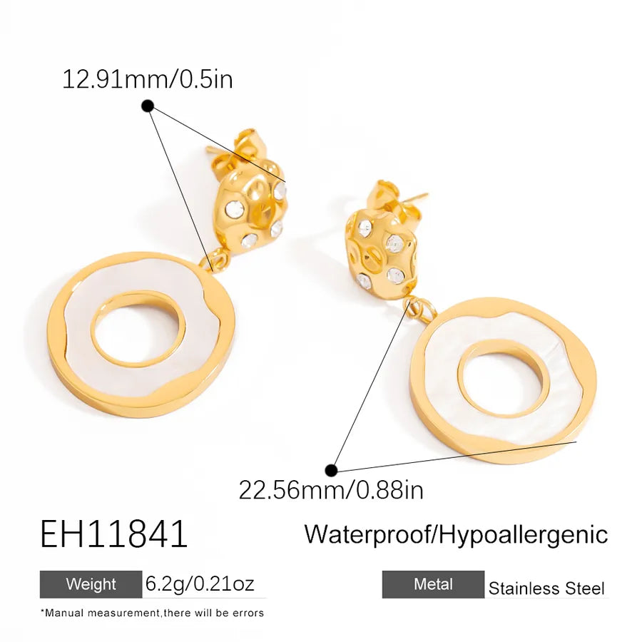 1 Piece Glam Luxurious Water Droplets Heart Shape 304 Stainless Steel Earrings