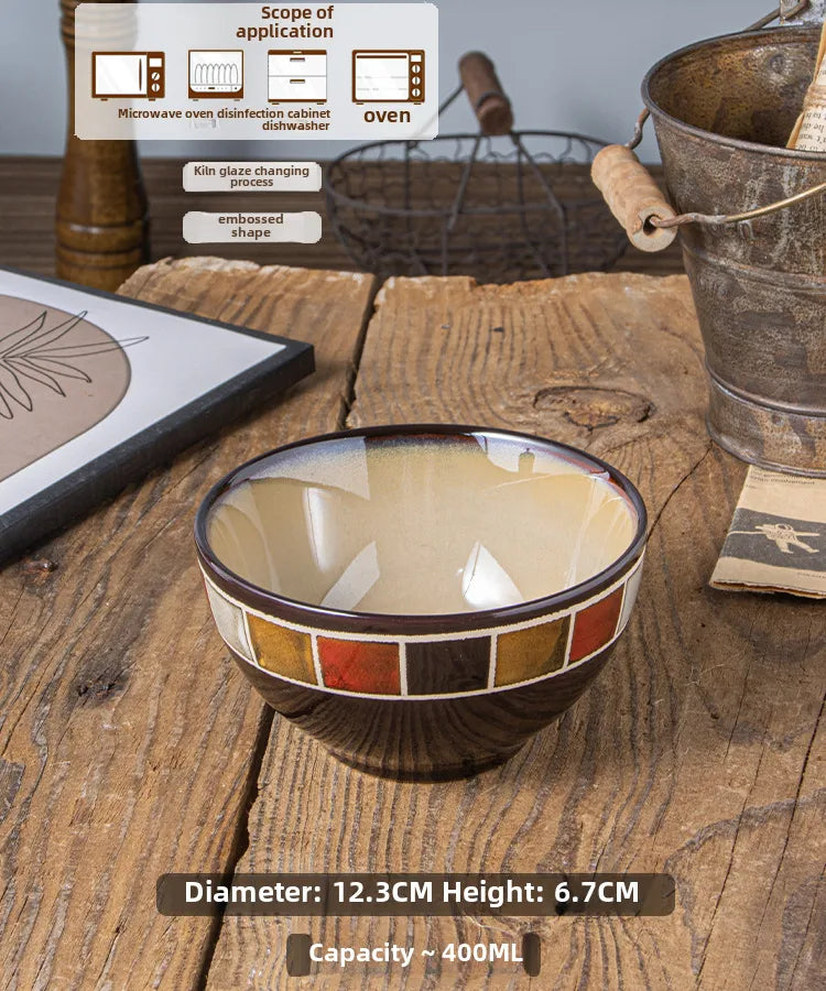 European Style Kiln Glaze Ceramic Tableware Creative Plate Set Salad Bowl Rice Bowl Steak Disc Fish Plate Mug