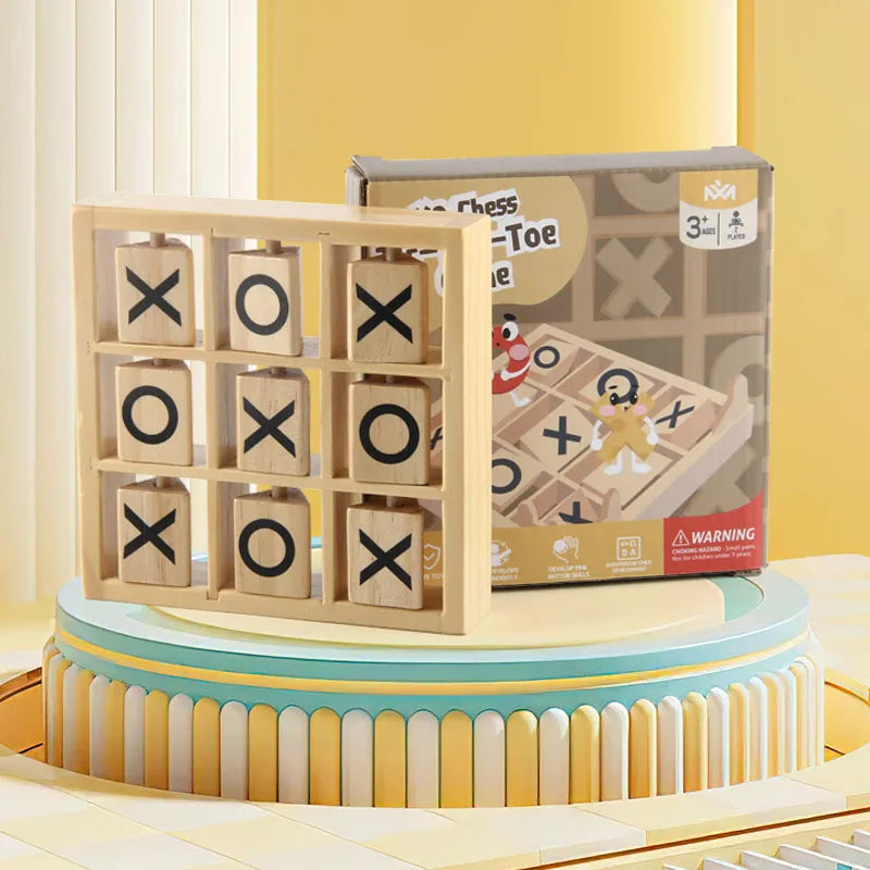 Educational Wooden XOXO Checkers Game For Kids Fun Interactive Dual Player Challenge Kindergarten Tabletop Toy Logical Thinking