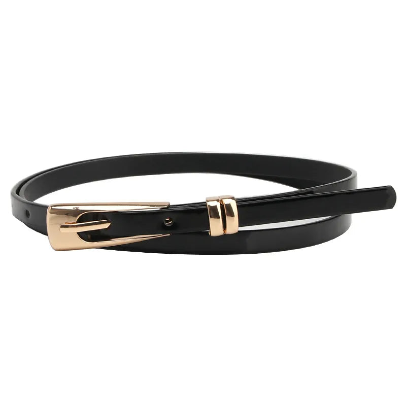 fashion solid color pu leather alloy women's leather belts
