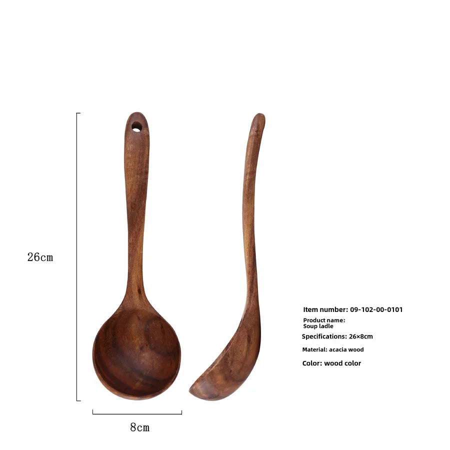 Spring Festival Kitchenware Dabuan New Acacia Wood Non-stick Pan Wooden Spatula High Temperature Resistant Solid Wood Hot Pot Spoon Wooden Spatula Spoon Set
