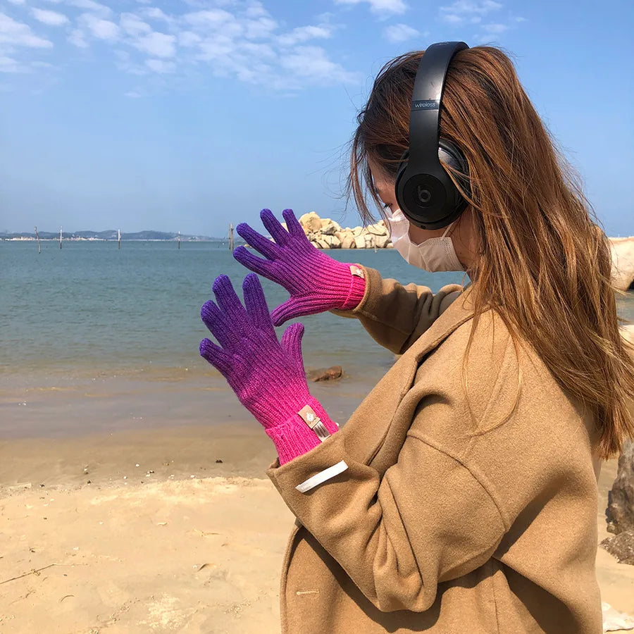 unisex streetwear gradient color gloves 1 pair