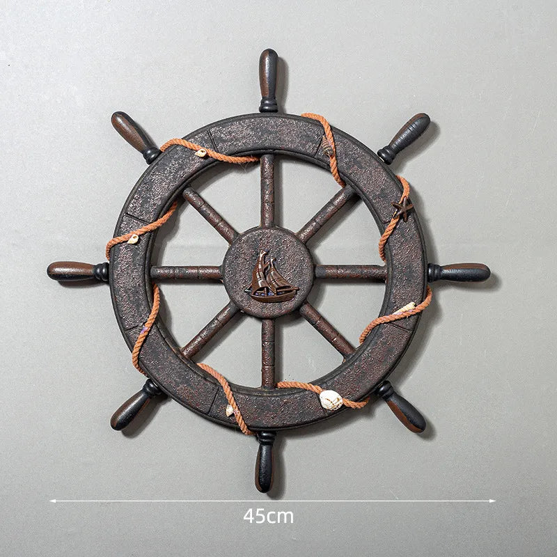 Detachable Handle Mediterranean Sailor Home Wall Hanging Steering Wheel Decor Bar Wall Background Wooden Crafts