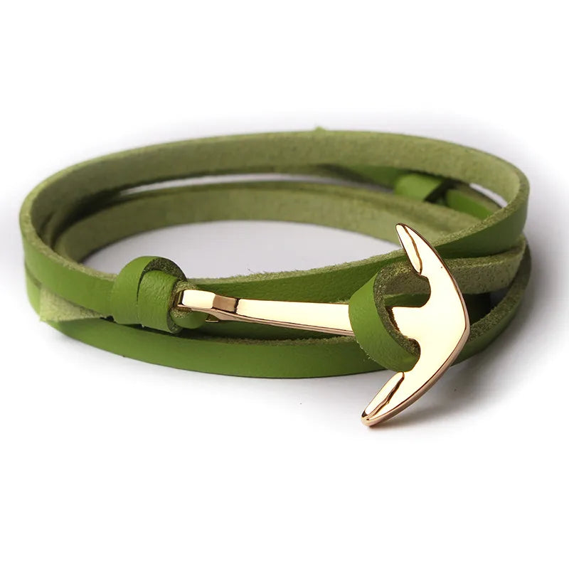 Casual Ethnic Style Anchor Alloy Leather rope Layered Unisex Bracelets