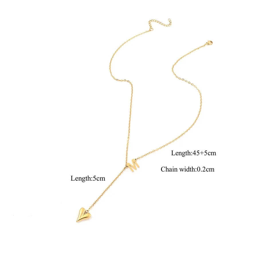 Wholesale Jewelry Elegant Simple Style Classic Style Letter Heart Shape 201 Stainless Steel 304 Stainless Steel cable chain Pendant Necklace