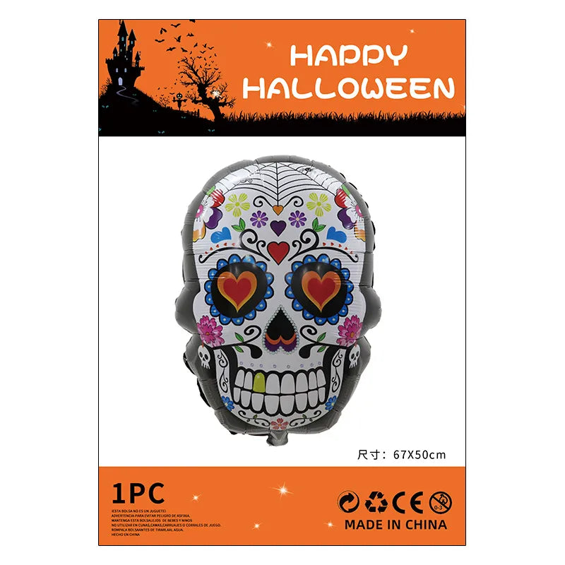 Halloween Decorations Pumpkin Spider Back Card Single Aluminum Foil Balloon Ghost Festival Skull Funny Bar Balloon