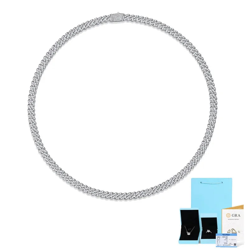 925 Sterling Silver Moissanite Inlay Solid Color Necklace