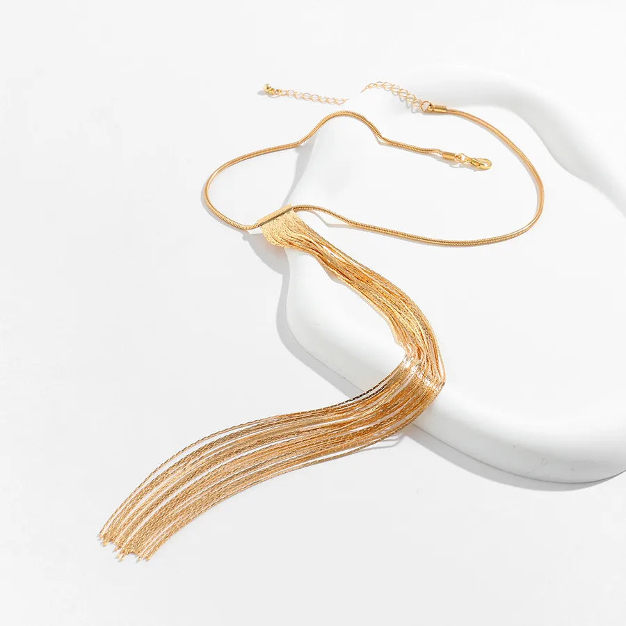 retro beach classic style irregular solid color copper long necklace in bulk
