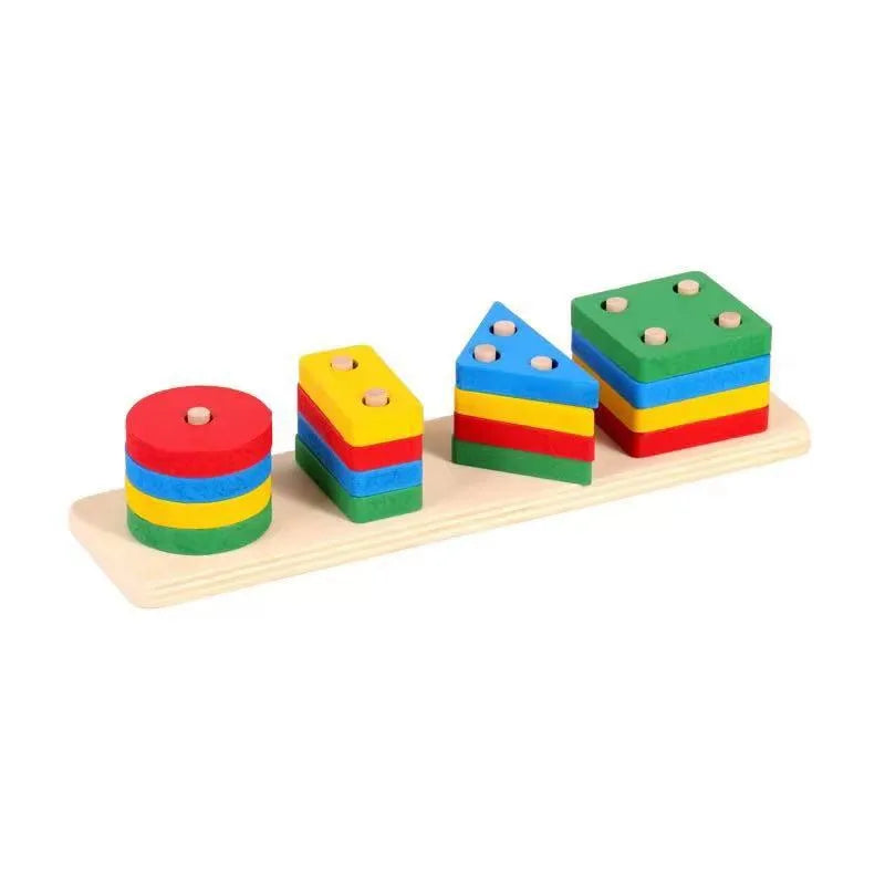 Children's eight-tone harp threading clock rainbow tower four sets of column shape plate twist insect baby educational toys wholesale