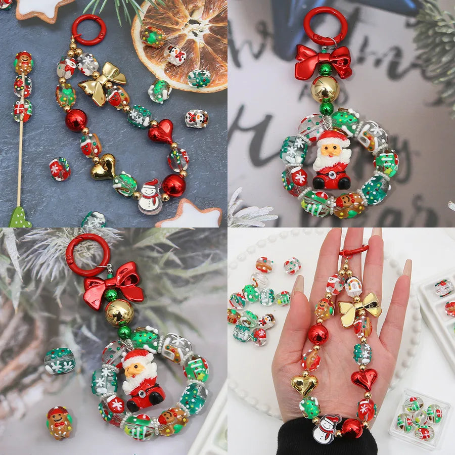 Handmade Christmas Oil Drop Glass Beads Cartoon Loose Beads For DIY Bracelets Necklaces Earrings Accessories Jewelry Making