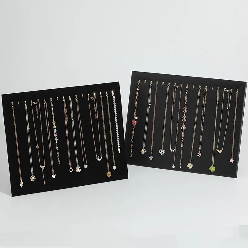 New PU Leather Necklace Display Boards, 17 Hook 28 Hook Design, Suitable for Night Market Stall Counter Display, Bracelet Ornament Rack