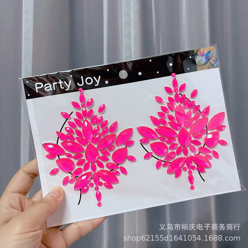 Halloween face stickers chest stickers body tattoo stickers resin acrylic Diamond stickers   tattoo stickers wholesale