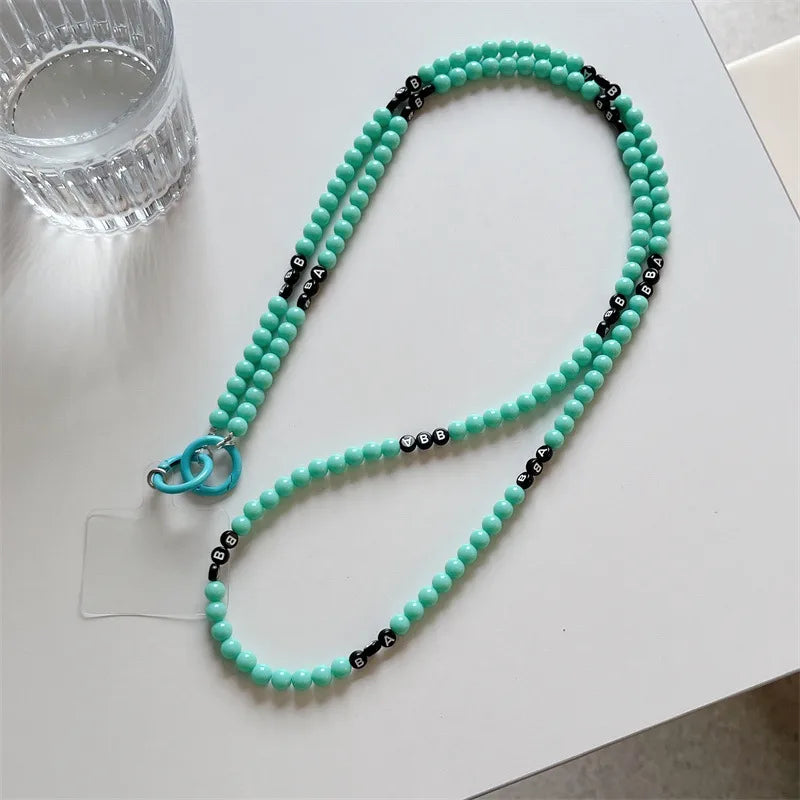 Handmade Short Pearl Letter Phone Case Chain New Butterfly Knot Diy Women's Chain Accessories Elegant Simplicity Mobile Cover