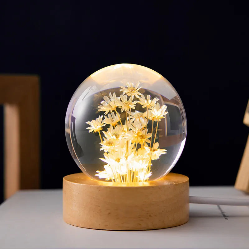 Pastoral Flower Wood Resin Night Lights Lighting Accessories
