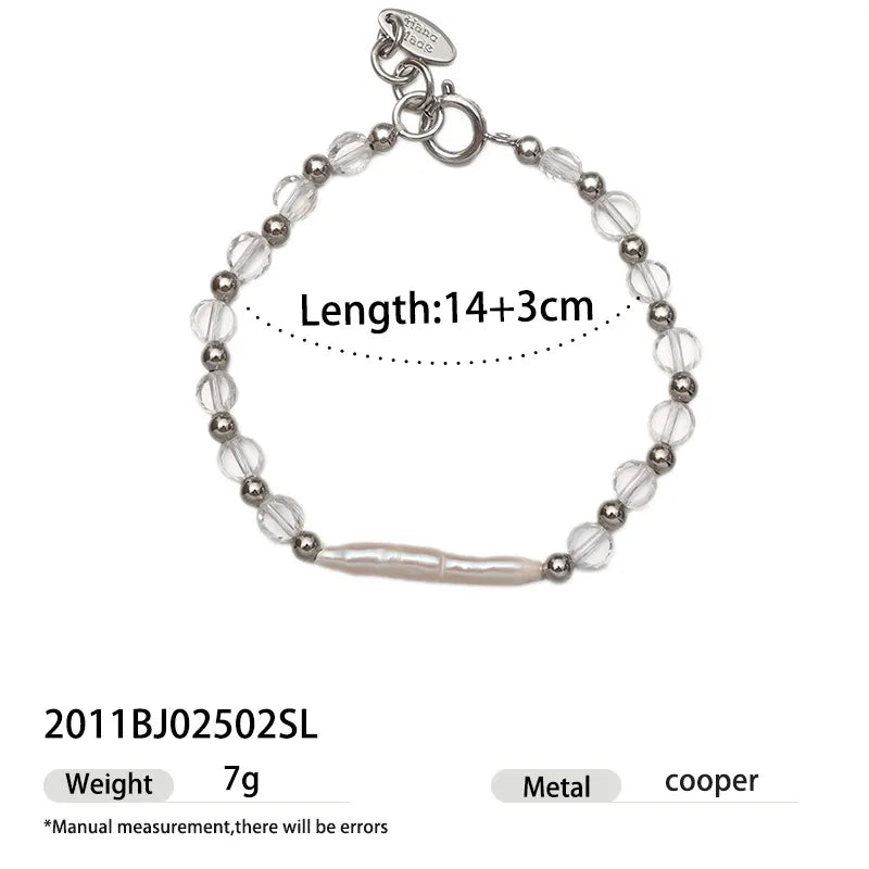 Wholesale Jewelry Vintage Style Classic Style Geometric Freshwater Pearl Copper Brass Plating Bracelets Beaded Chain