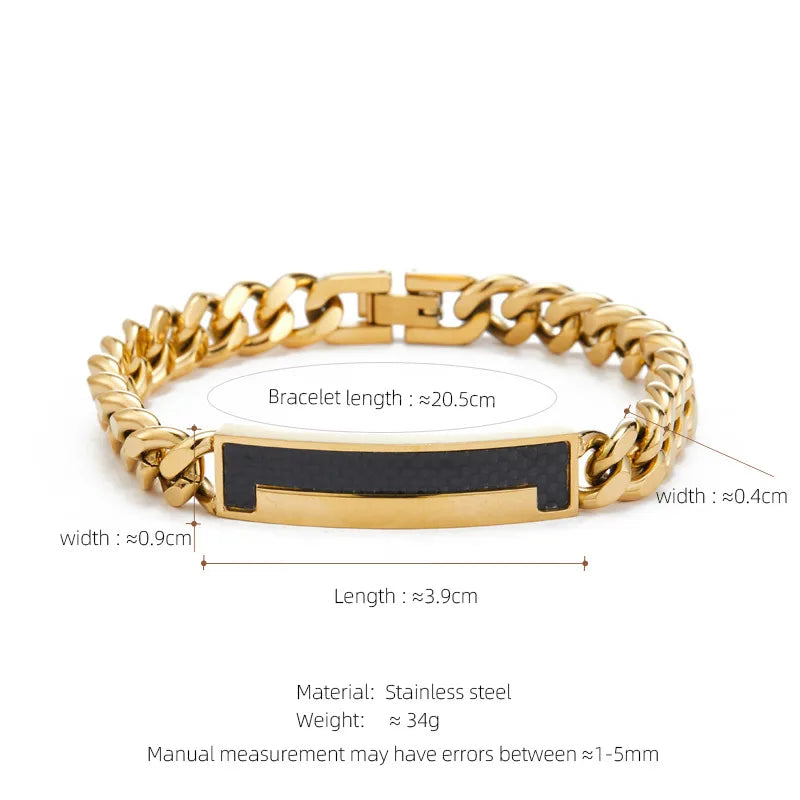 Hip-Hop Geometric 304 Stainless Steel Plating Men's Bracelets Men Chain Bracelets