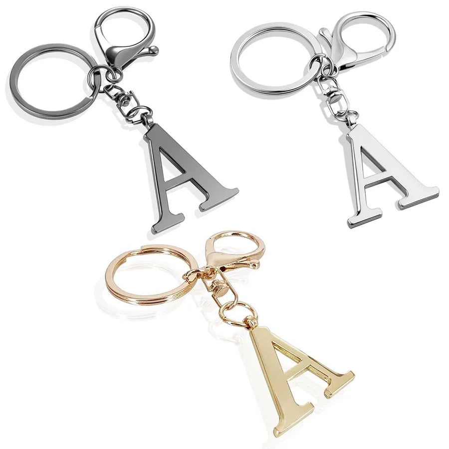 Stainless Steel Keychains Alphabet Letter Charms Ladies Bag Pendants Popular 26 Letters Initial Keyrings European Style