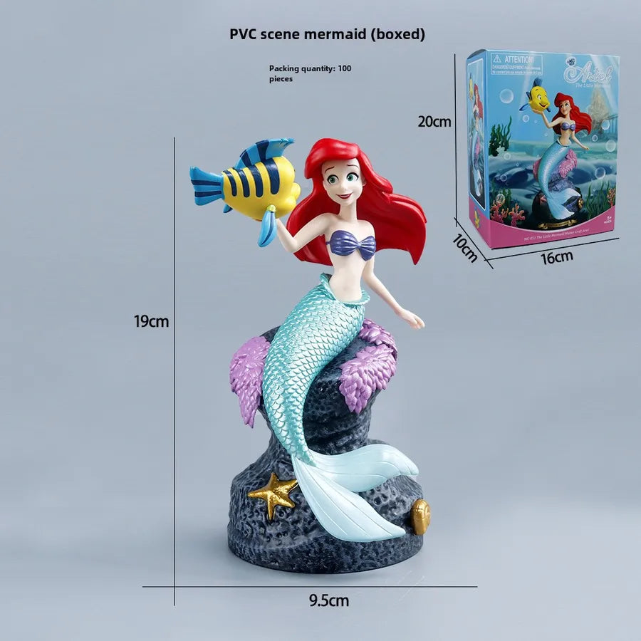 Ocean World theme cake decoration standing sitting mermaid scene hand-made model car doll