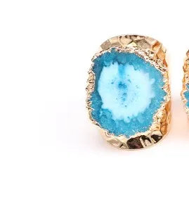 casual irregular agate brass natural stone wholesale open ring