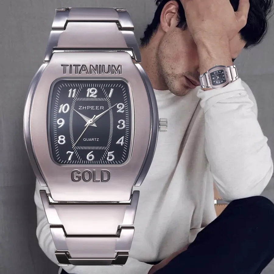 Business Solid Color Single Folding Buckle Quartz Men's Watches