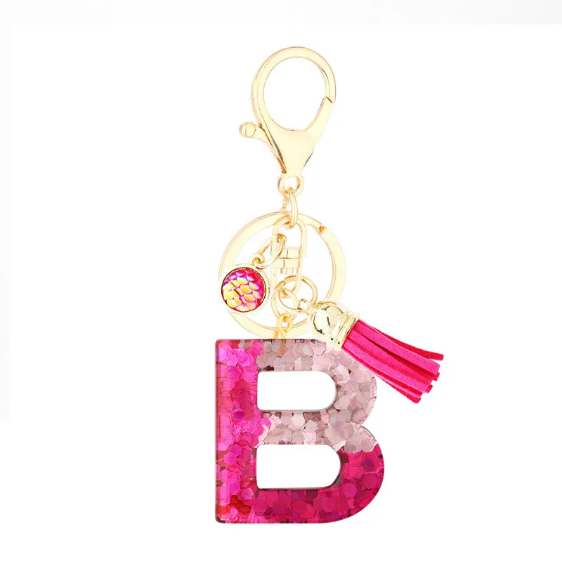 1 piece fashion letter resin patchwork unisex keychain