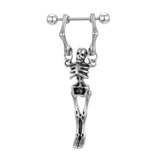 1 Piece Halloween Fashion Skull Plating Stainless Steel Drop Earrings