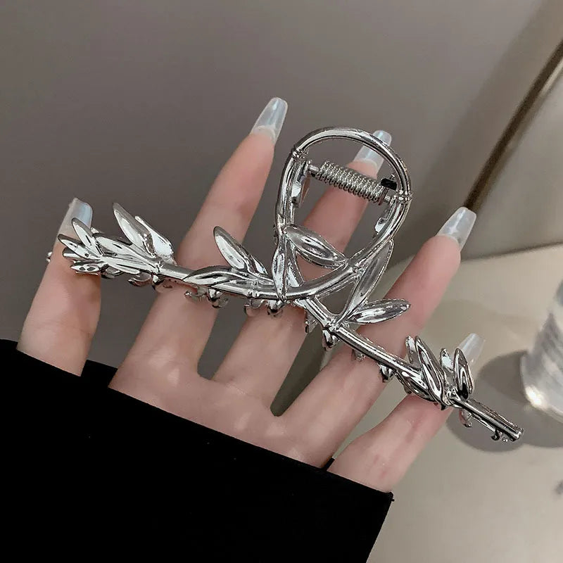 simple style sector shell rectangle imitation pearl rhinestone metal hair claws