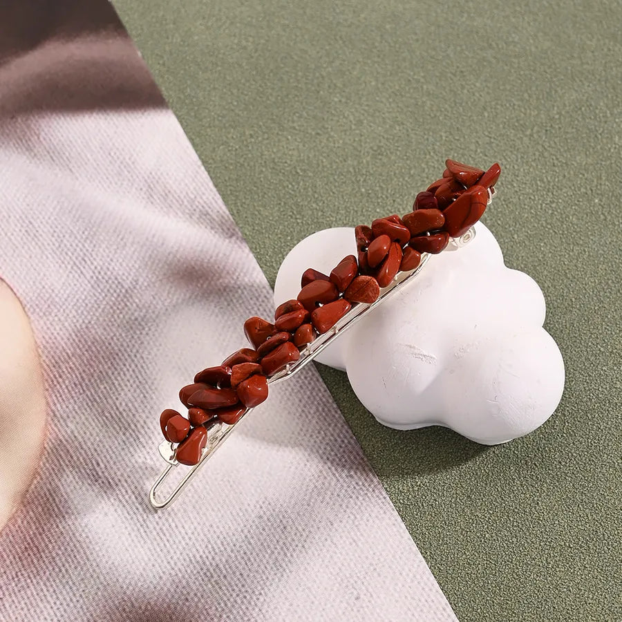 Casual Vintage Style Ethnic Style Women's Irregular Copper Handmade Polishing Plating Natural Stone Hair Clip