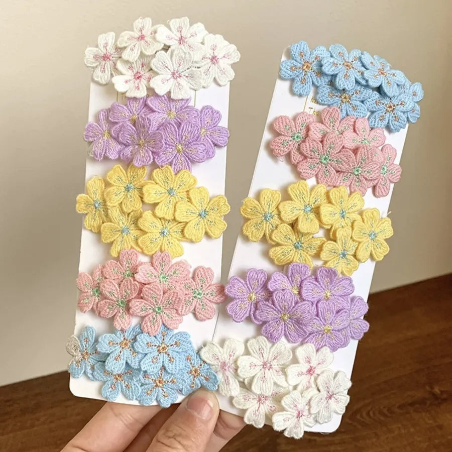 Gentle Pink Cherry Blossom Barrettes Sweet Embroidery Flower Hairpin Knitted Children Headdress Hair Accessories Bangs Side Clip