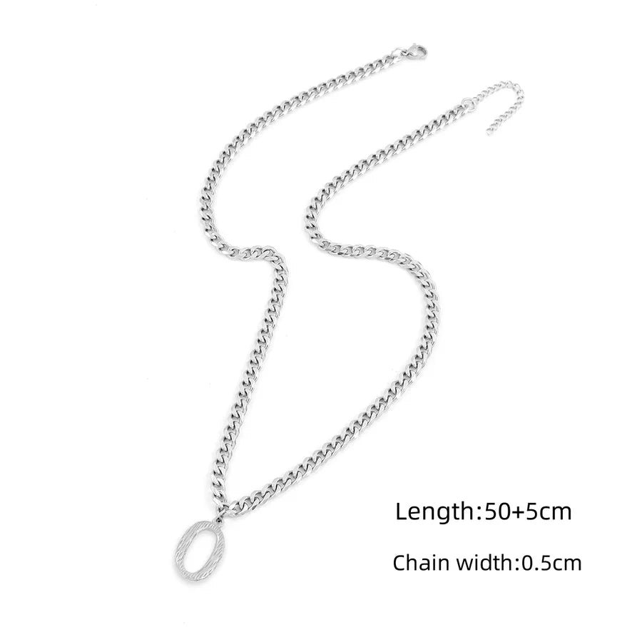Wholesale Jewelry Modern Style Classic Style Letter 201 Stainless Steel 304 Stainless Steel Pendant Necklace Cuban Link Chain Curb Chain