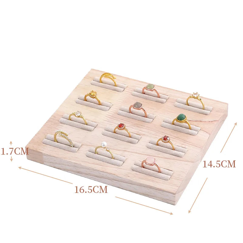 Elegant Wooden Jewelry Display Stand Ring Holder Multi-Functional Luxury Style Square Insert Plate Jewelry Accessory Showcase